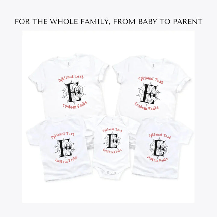 Spider-Web-Initial-custom-t-shirts-adult-youth-toddler-baby-sizes-artfulane