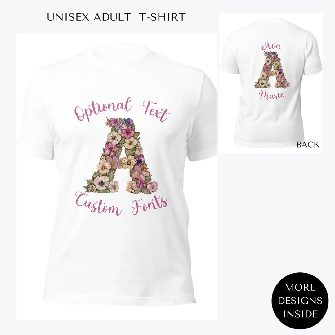 Watercolor-Wildflower-Floral-Letter-custom-women-unisex-adult-t-shirt-artfulane