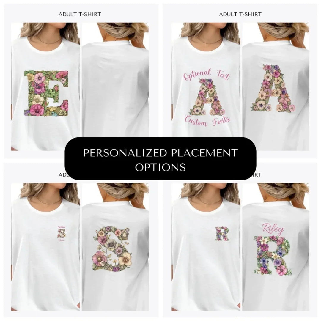 Watercolor-Wildflower-Floral-Letter-custom-adult-t-shirt-design-placement-front-back-pocket-artfulane