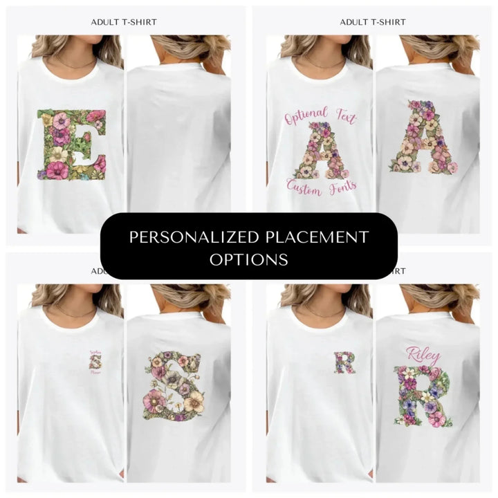 Watercolor-Wildflower-Floral-Letter-custom-adult-t-shirt-design-placement-front-back-pocket-artfulane