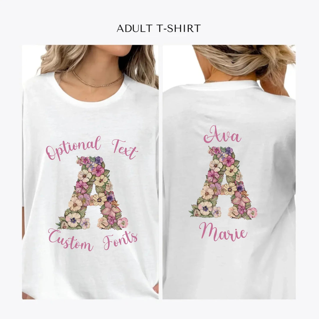 Watercolor-Wildflower-Floral-Letter-personalized-women-unisex-adult-t-shirt-artfulane