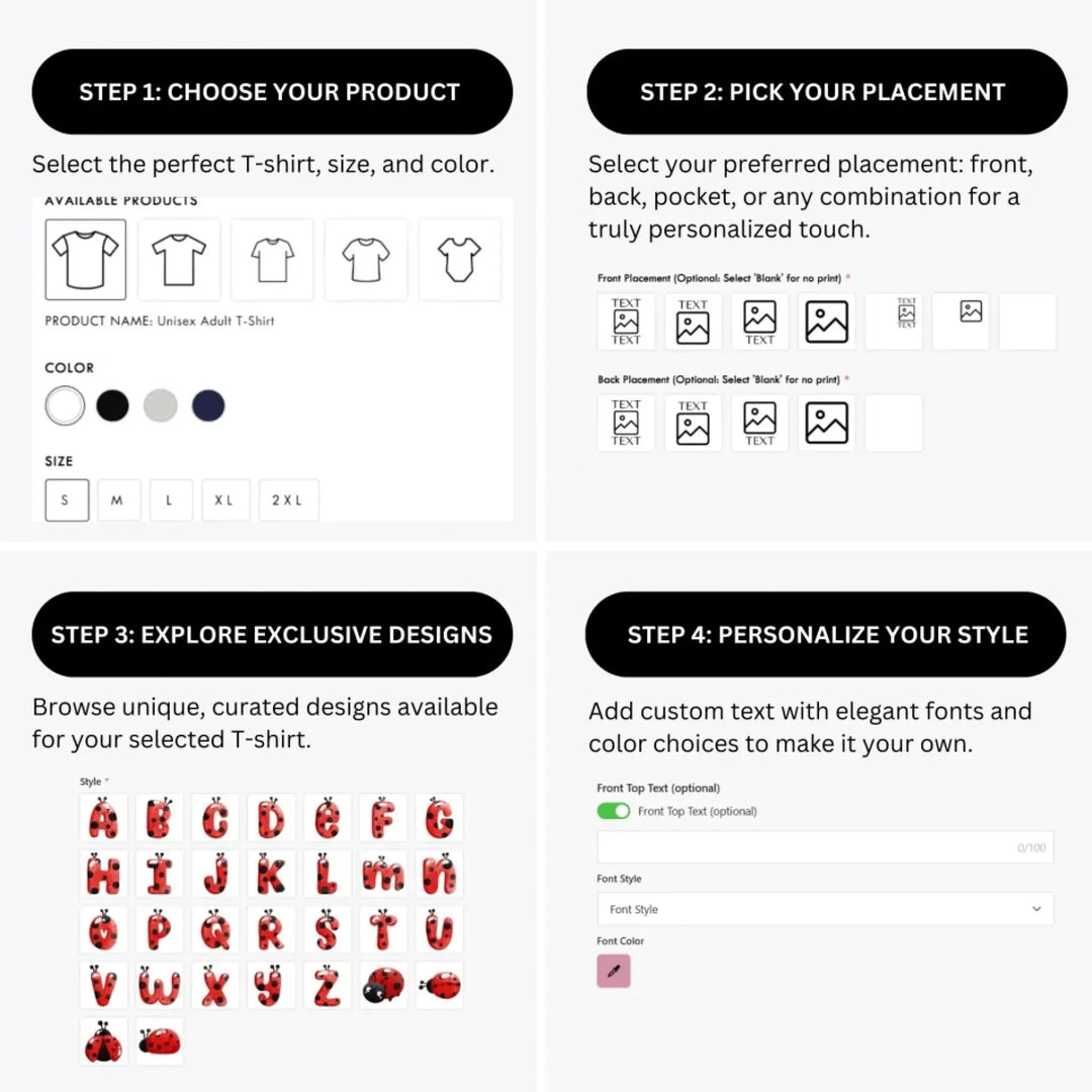 how-to-design-custom-Ladybug-Letter-t-shirt-personalization-options-artfulane
