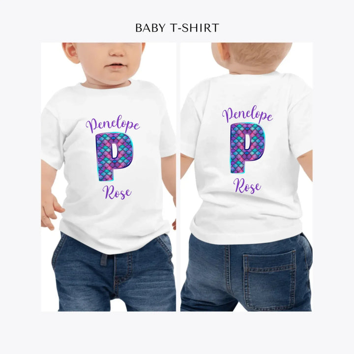 Mermaid-Initial-personalized-baby-t-shirt-artfulane