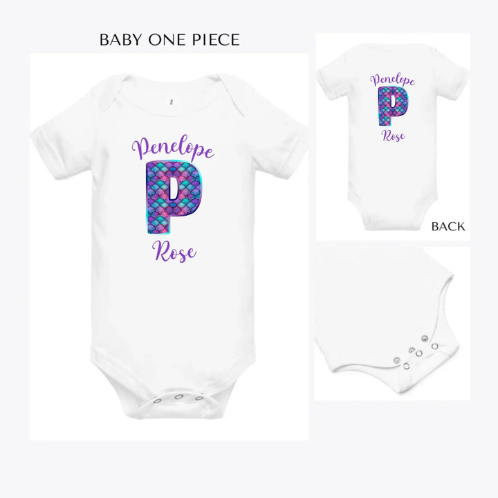 Mermaid-Initial-custom-baby-onesie-artfulane