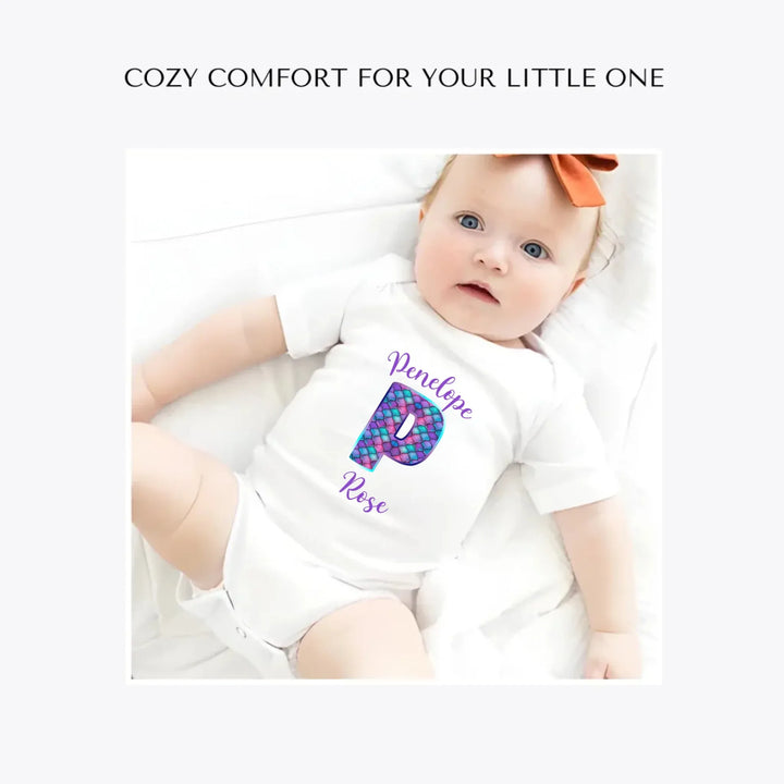 Mermaid-Initial-custom-baby-bodysuit-artfulane