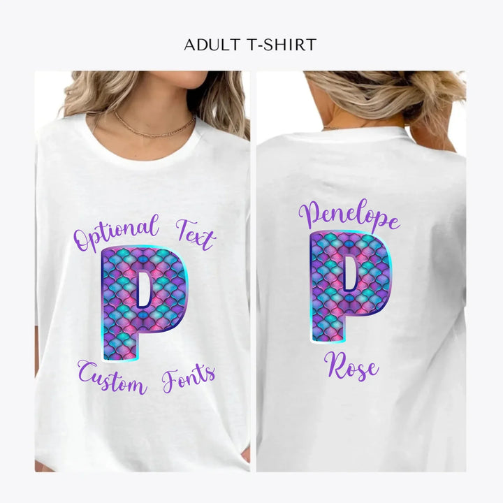 Mermaid-Initial-personalized-women-unisex-adult-t-shirt-artfulane