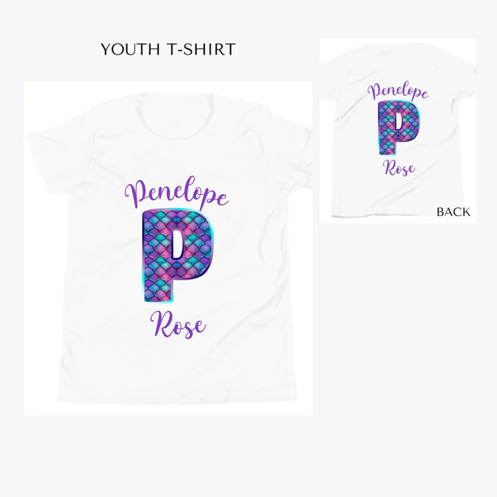 Mermaid-Initial-custom-youth-t-shirt-artfulane