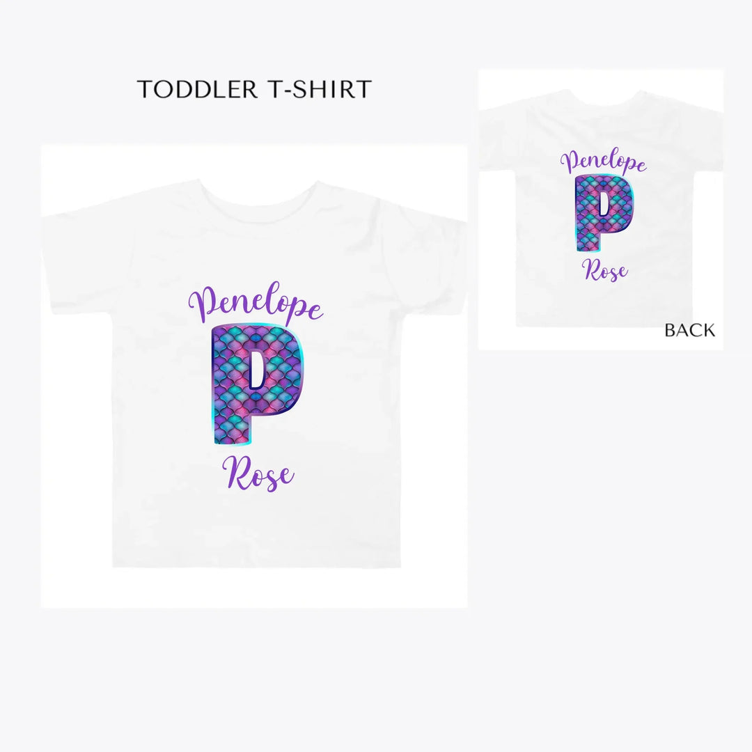 Mermaid-Initial-toddler-custom-t-shirt-artfulane