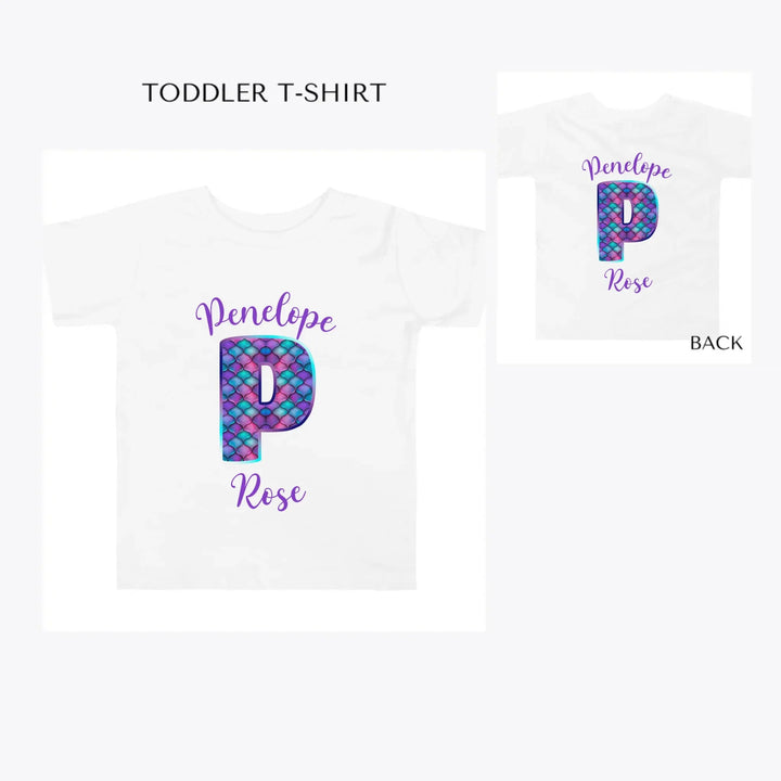 Mermaid-Initial-toddler-custom-t-shirt-artfulane