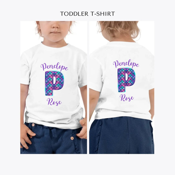 Mermaid-Initial-custom-toddler-t-shirt-artfulane