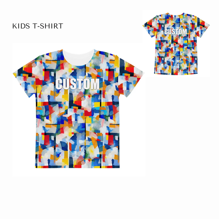Custom-Modern-Geometric-Abstract-all-over-print-unisex-kids-crew-neck-t-shirt-front-and-back-artfulane