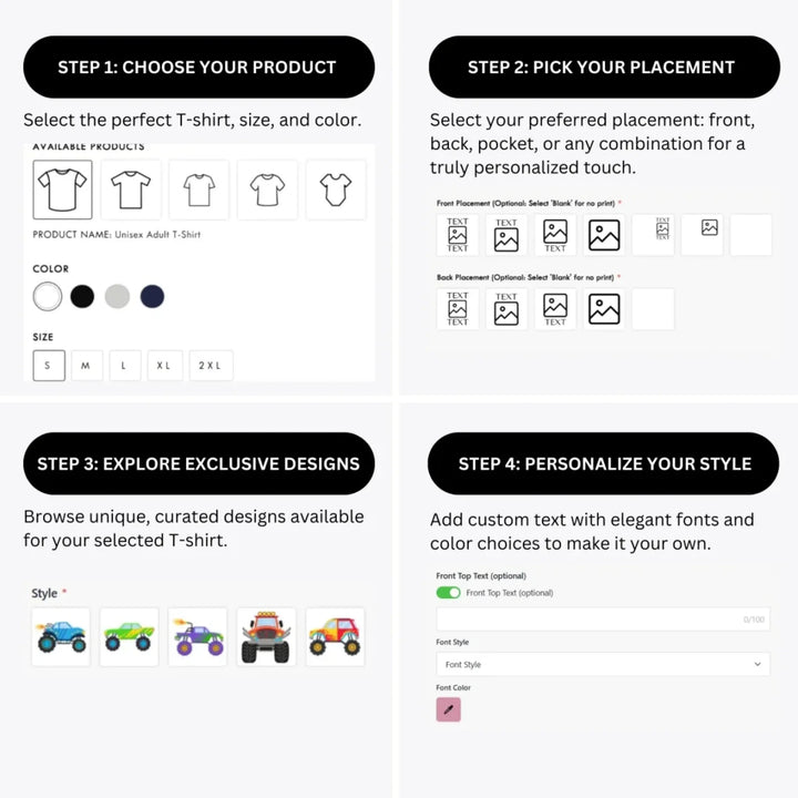 how-to-design-custom-Monster-Trucks-t-shirt-personalization-options-artfulane