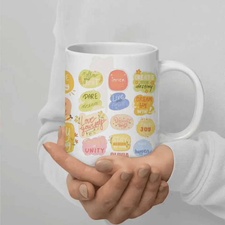 Custom Motivational Stickers Mug - ARTFULANE