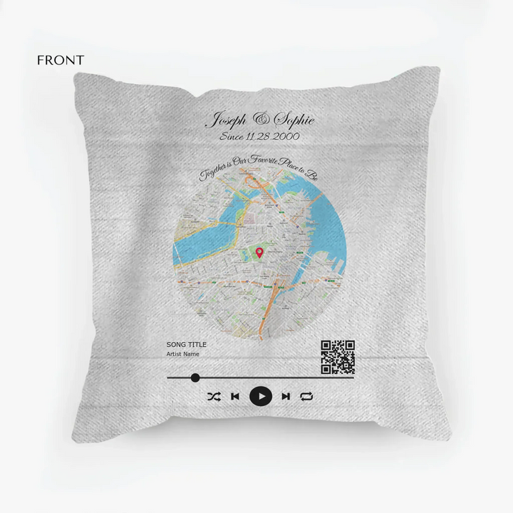 Custom Pillows | Song QR Code & Location Map - ART-PIL550.4