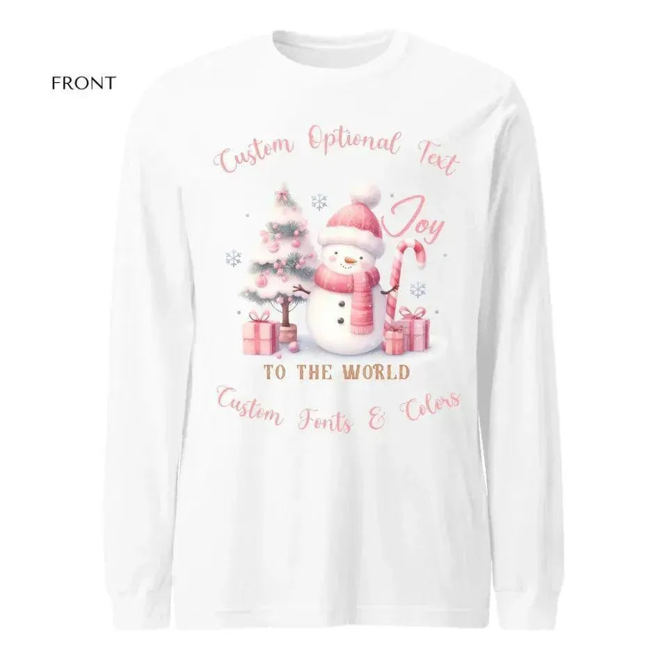 Custom Pink Christmas Long Sleeve T-Shirt - ARTFULANE