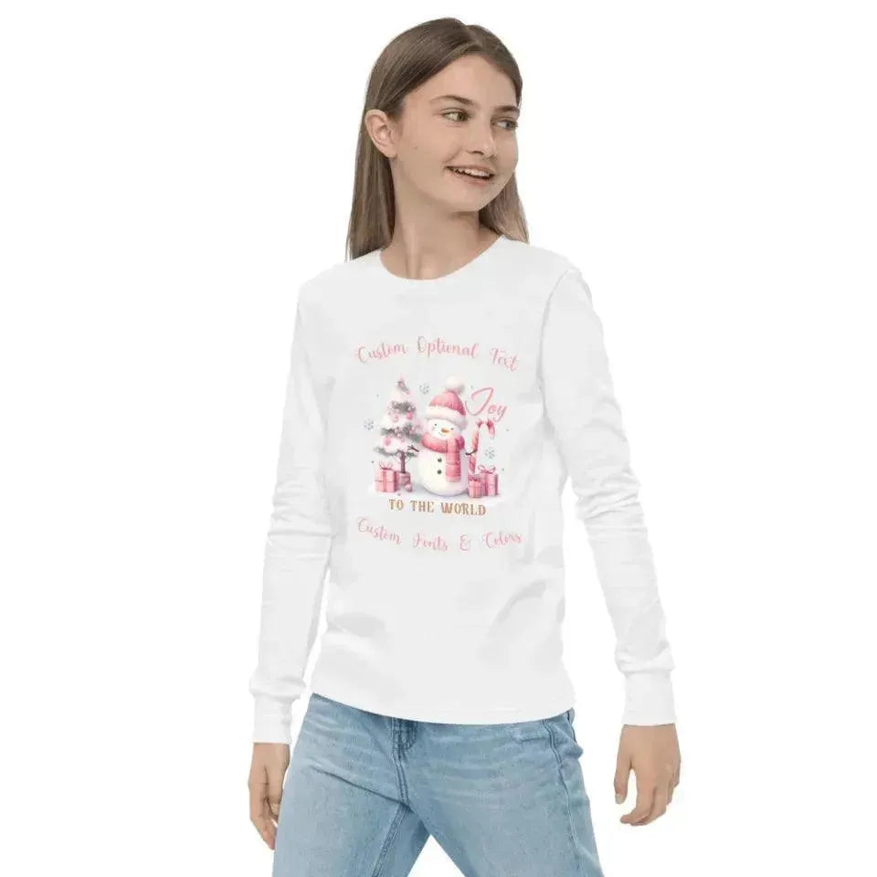 Custom Pink Christmas Long Sleeve T-Shirt - ARTFULANE