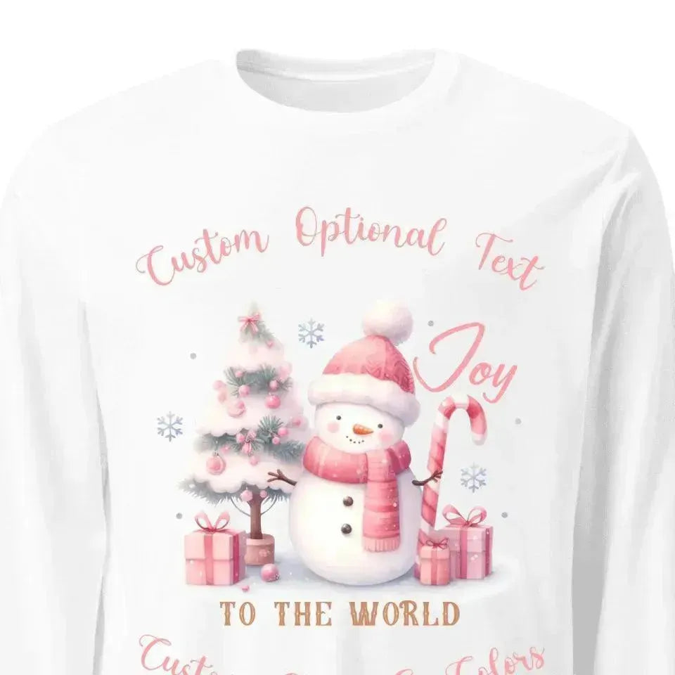 Custom Pink Christmas Long Sleeve T-Shirt - ARTFULANE