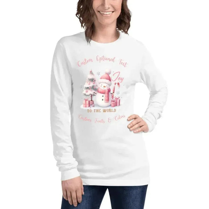 Custom Pink Christmas Long Sleeve T-Shirt - ARTFULANE