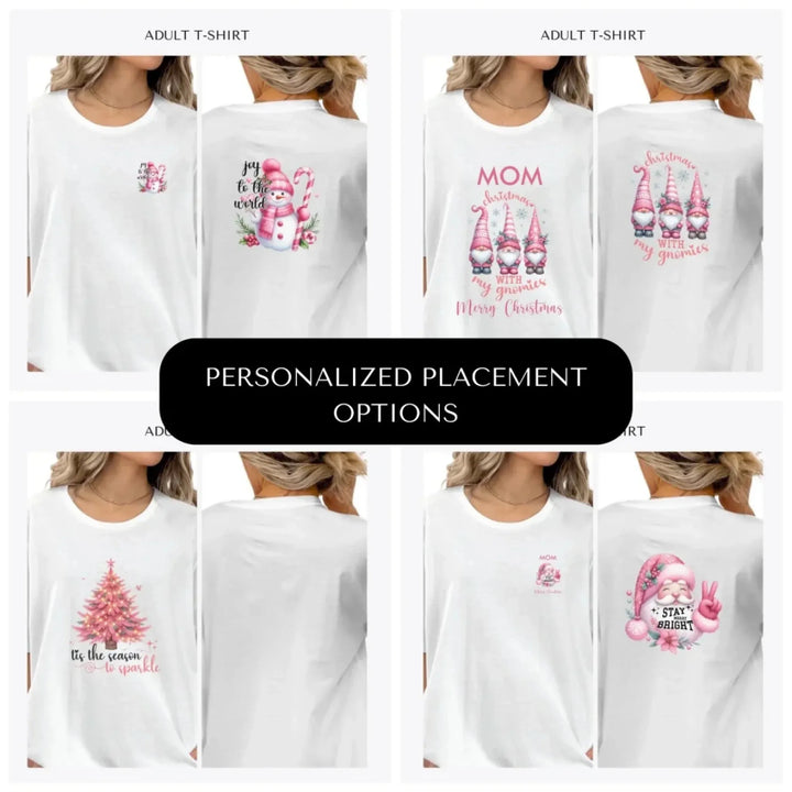 Pink-Christmas-custom-adult-t-shirt-design-placement-front-back-pocket-artfulane