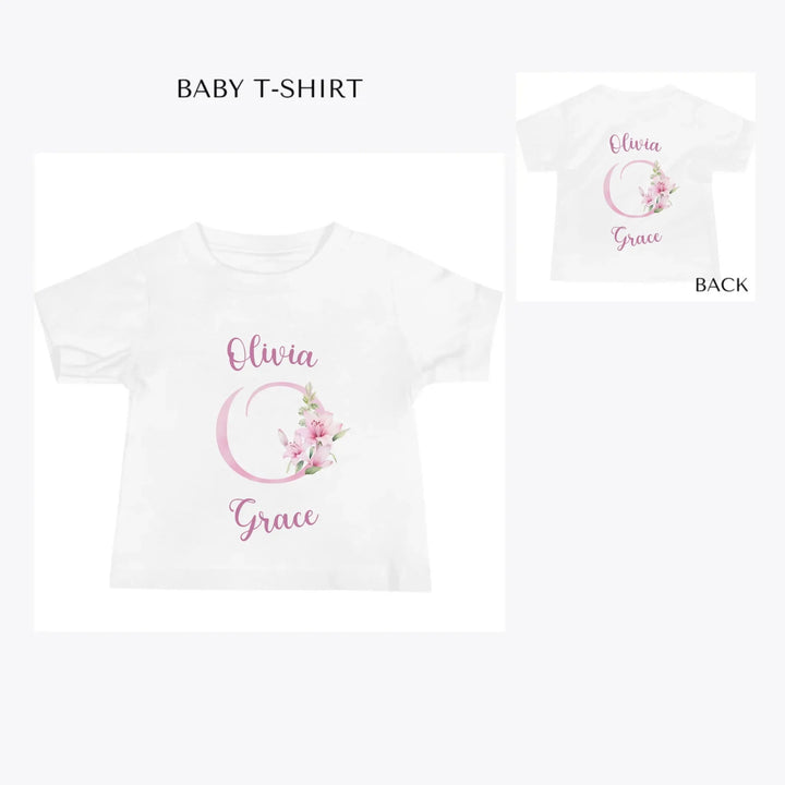 Pink-Lily-Initial-custom-baby-t-shirt-artfulane