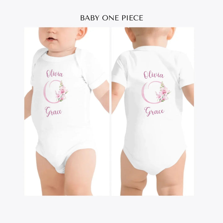 Pink-Lily-Initial-custom-baby-one-piece-artfulane
