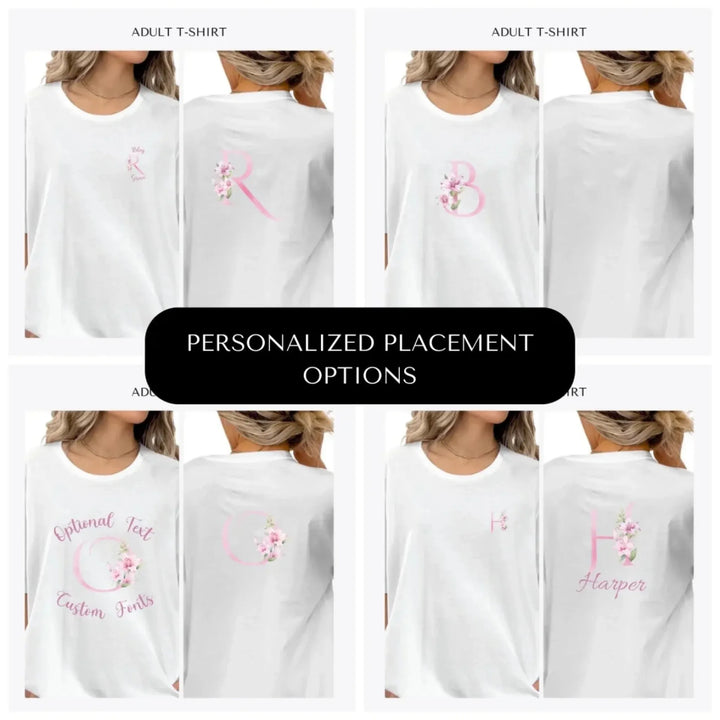 Pink-Lily-Initial-custom-adult-t-shirt-design-placement-front-back-pocket-artfulane