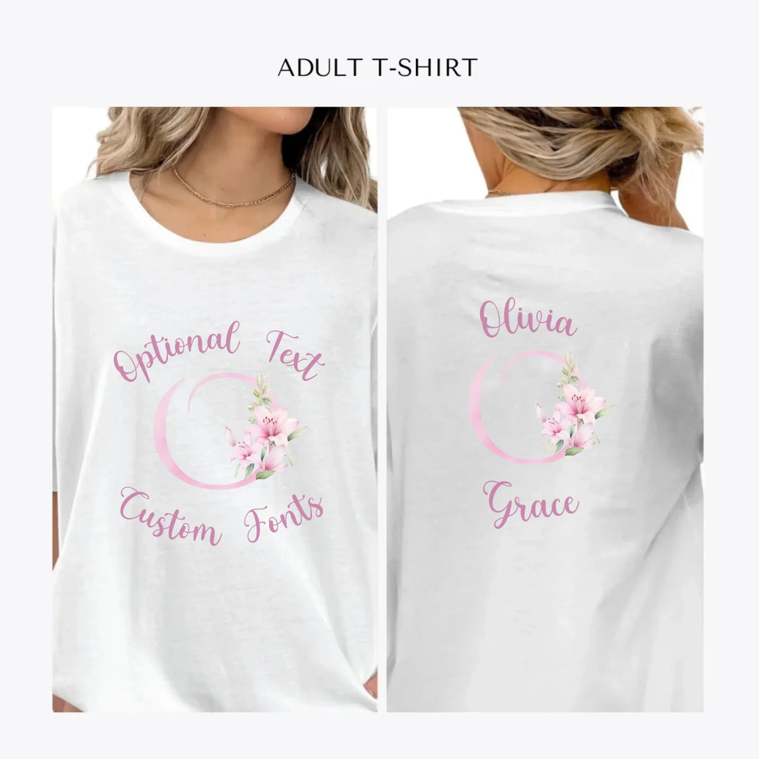 Pink-Lily-Initial-personalized-women-unisex-adult-t-shirt-artfulane