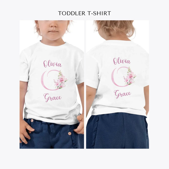 Pink-Lily-Initial-custom-toddler-t-shirt-artfulane