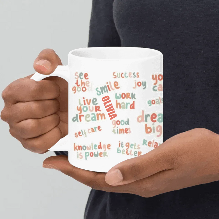 Custom Positive Vibes Stickers Mug - ARTFULANE