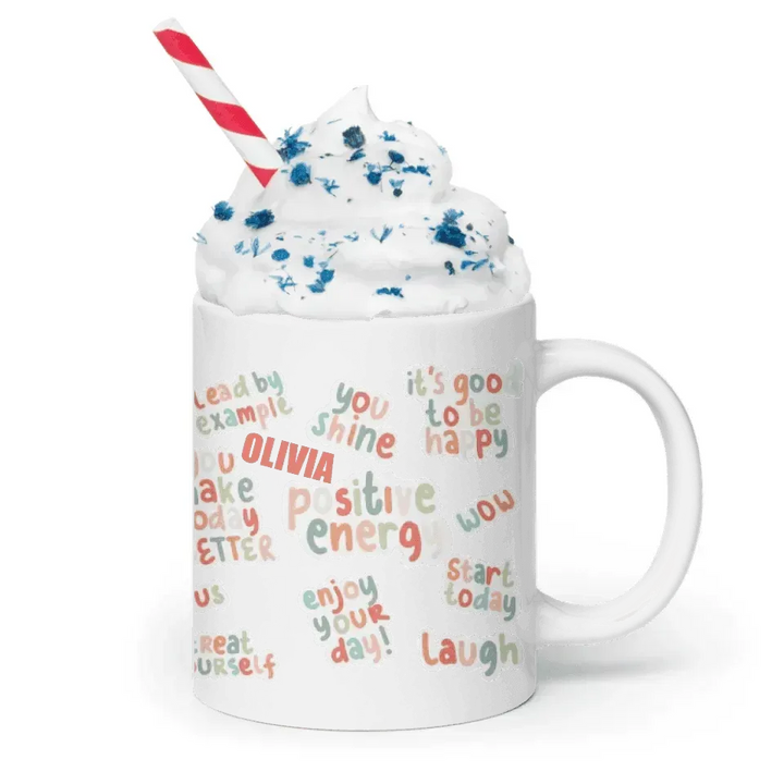 Custom Positive Vibes Stickers Mug - ARTFULANE