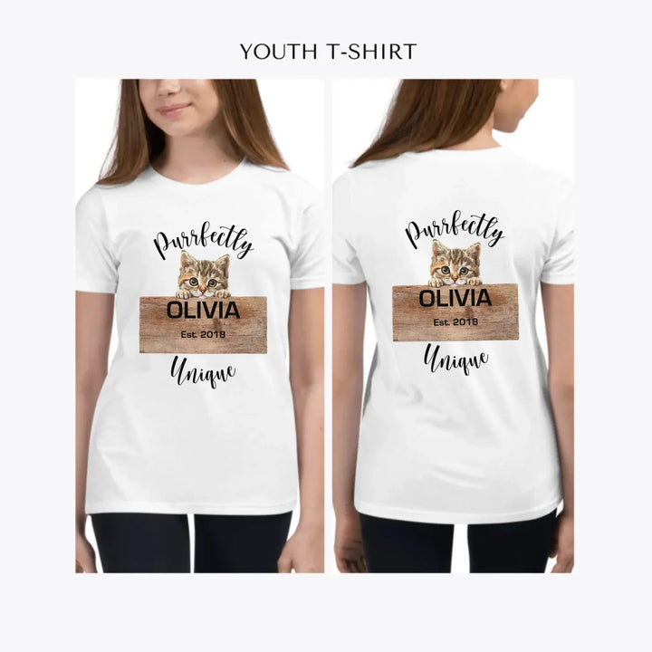 Realistic-Cat-Breed-Peeking-custom-youth-girl-t-shirt-artfulane