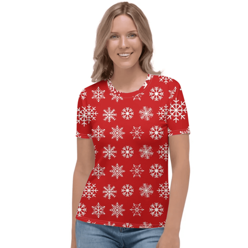 Custom Red Christmas T-Shirt - ARTFULANE