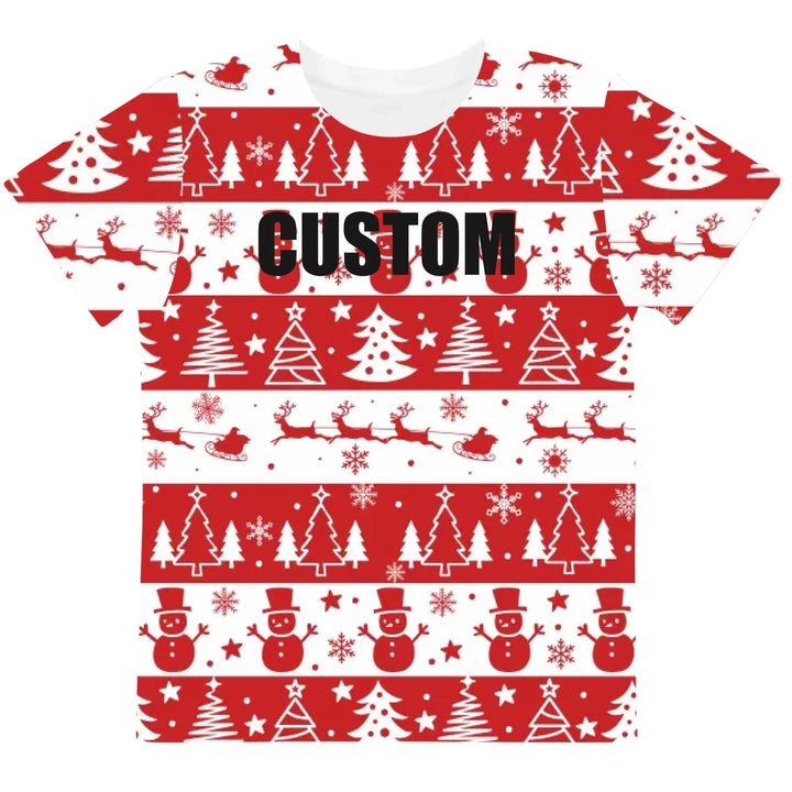 Custom Red Christmas T-Shirt - ARTFULANE