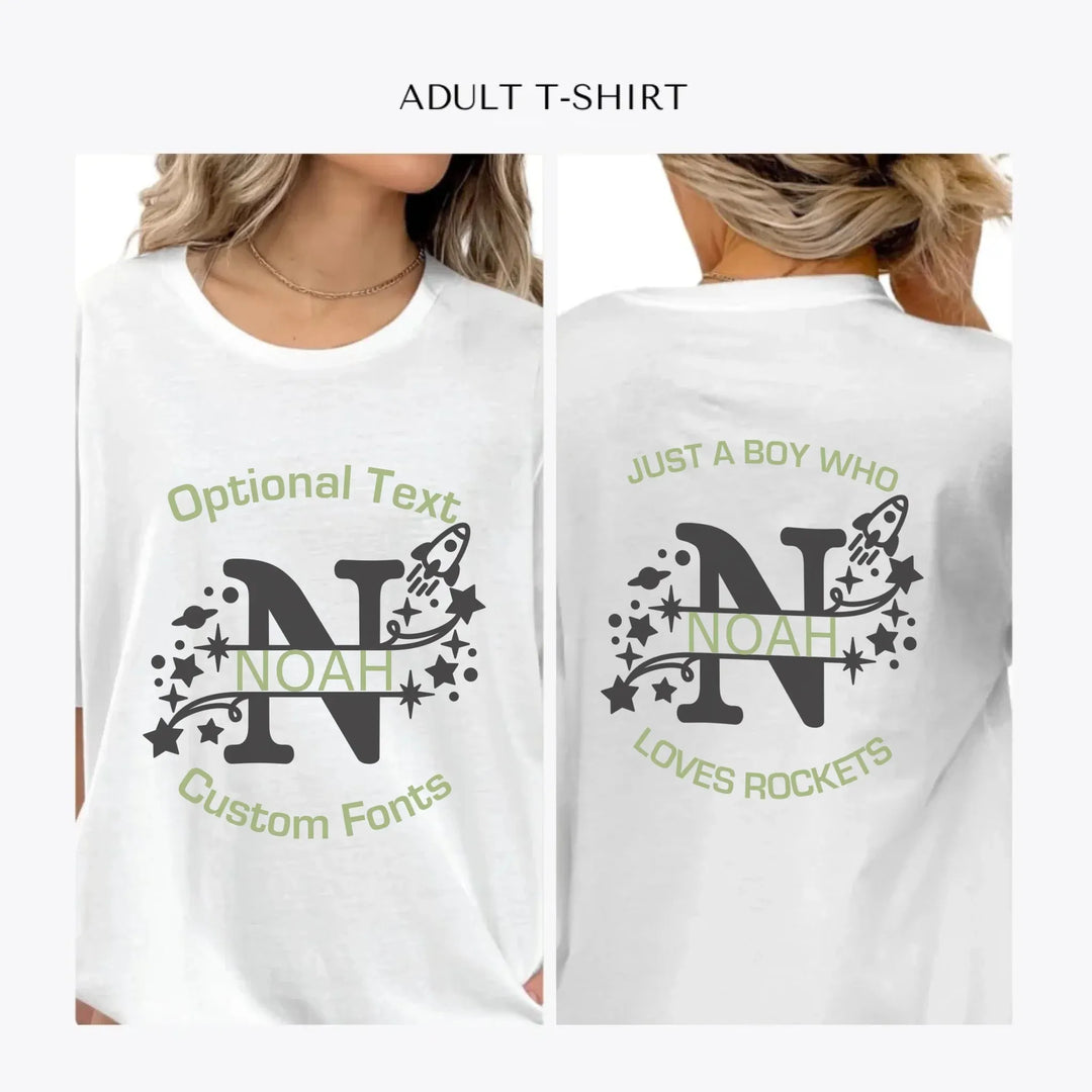 Space-Rocket-Monogram-personalized-women-unisex-adult-t-shirt-artfulane