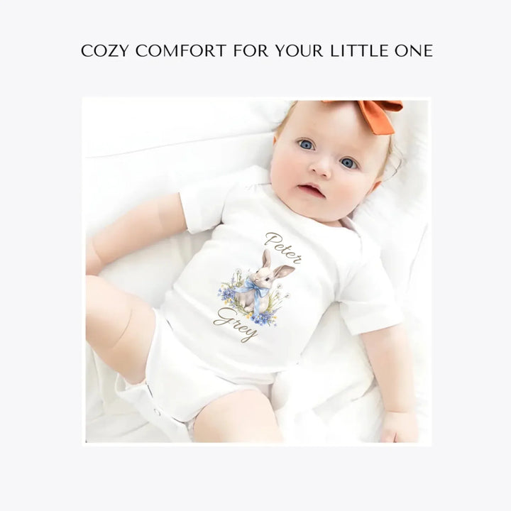 Spring-Garden-Bunny-custom-baby-bodysuit-artfulane