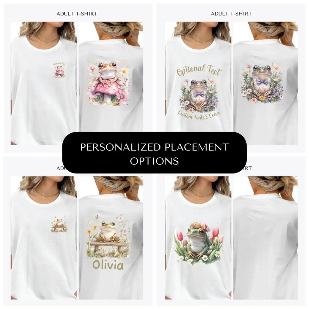 Spring-Garden-Frogs-custom-adult-t-shirt-design-placement-front-back-pocket-artfulane