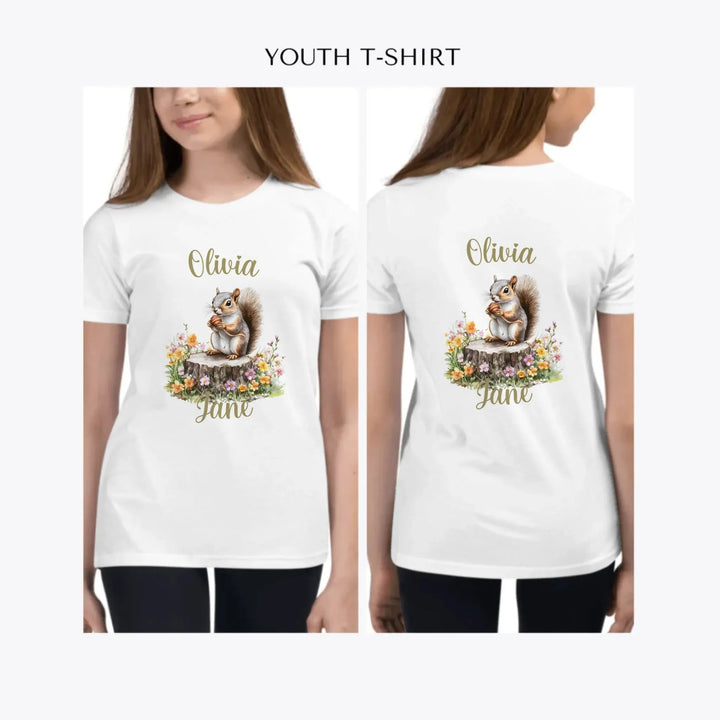 Spring-Squirrel-Garden-custom-youth-girl-t-shirt-artfulane