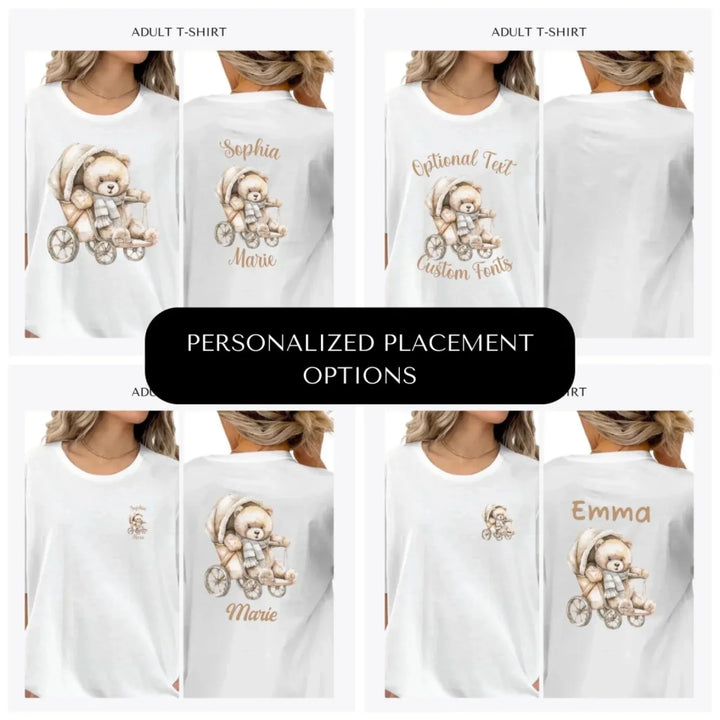 Teddy-Bear-in-Stroller-custom-adult-t-shirt-design-placement-front-back-pocket-artfulane
