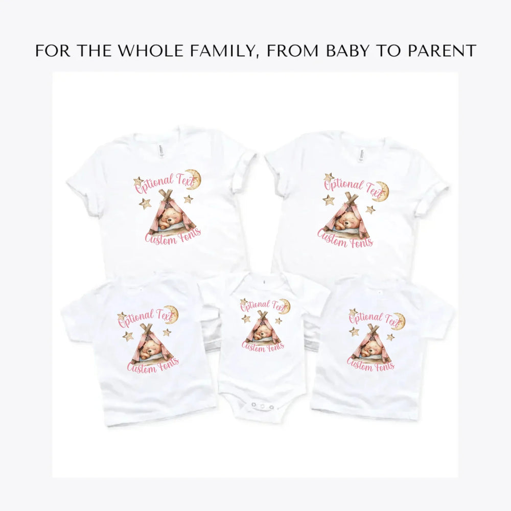 Teddy-Bear-Sleeping-in-Tent-custom-t-shirts-adult-youth-toddler-baby-sizes-artfulane