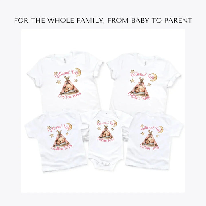 Teddy-Bear-Sleeping-in-Tent-custom-t-shirts-adult-youth-toddler-baby-sizes-artfulane