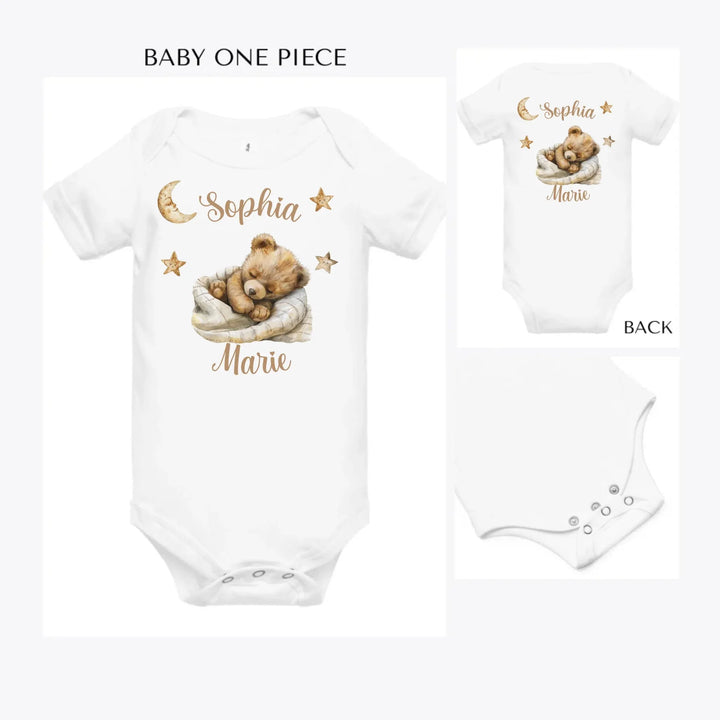 Brown-Teddy-Bear-Sleeping-on-Blanket-custom-baby-onesie-artfulane