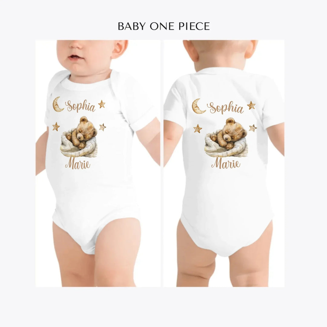 Brown-Teddy-Bear-Sleeping-on-Blanket-custom-baby-one-piece-artfulane