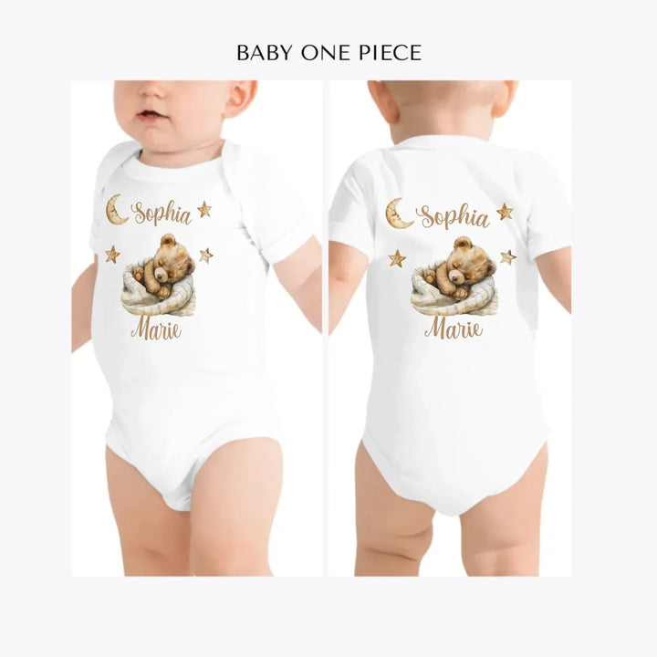 Brown-Teddy-Bear-Sleeping-on-Blanket-custom-baby-one-piece-artfulane