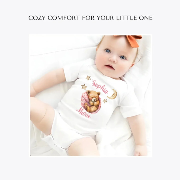 Teddy-Bear-Sleeping-custom-baby-bodysuit-artfulane