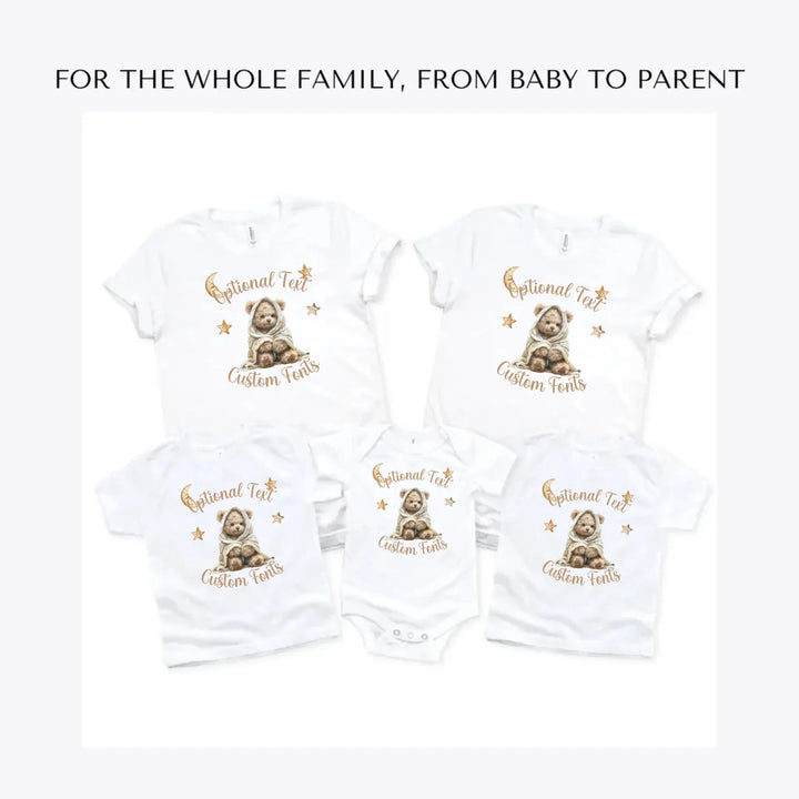 Teddy-Bear-Wrapped-in-Blanket-custom-t-shirts-adult-youth-toddler-baby-sizes-artfulane