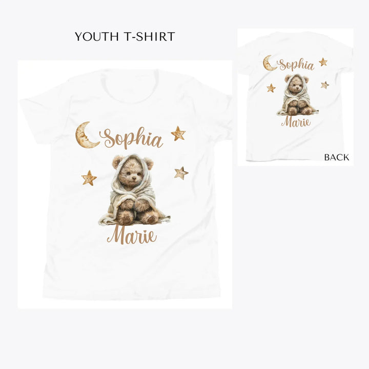 Teddy-Bear-Wrapped-in-Blanket-custom-youth-t-shirt-artfulane