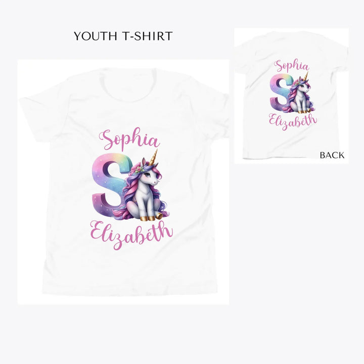 Unicorn-Pastel-Initial-custom-youth-t-shirt-artfulane