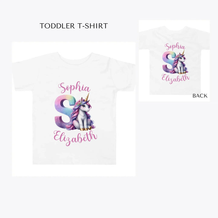 Unicorn-Pastel-Initial-toddler-custom-t-shirt-artfulane