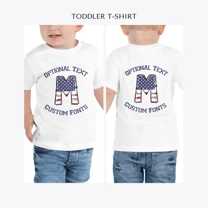 USA-Flag-Letter-Initial-personalized-toddler-t-shirt-artfulane
