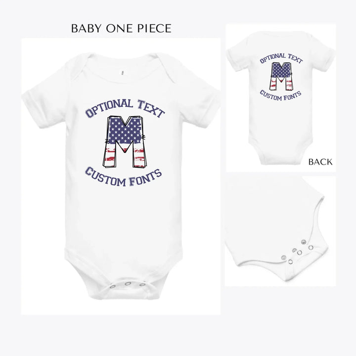USA-Flag-Letter-Initial-custom-baby-onesie-artfulane